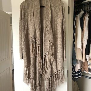 Forever 21 Tan Fringe Cardigan Size Small